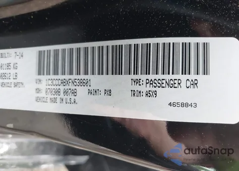 2015 Chrysler 200 Limited z USA, uszkodzony, nr VIN 1C3CCCABXFN538601